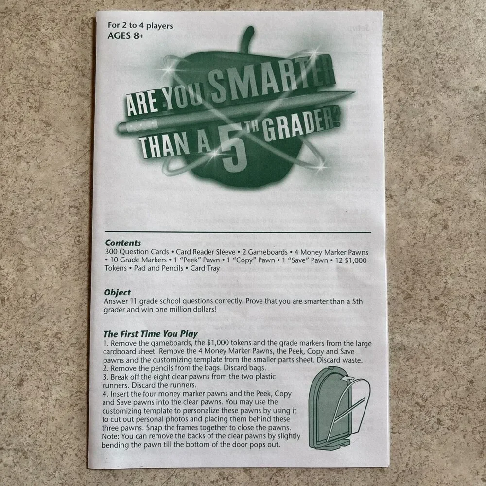Are You Smarter Than a 5th Grader? Family Board Game by Hasbro 2007 Parker Bros
